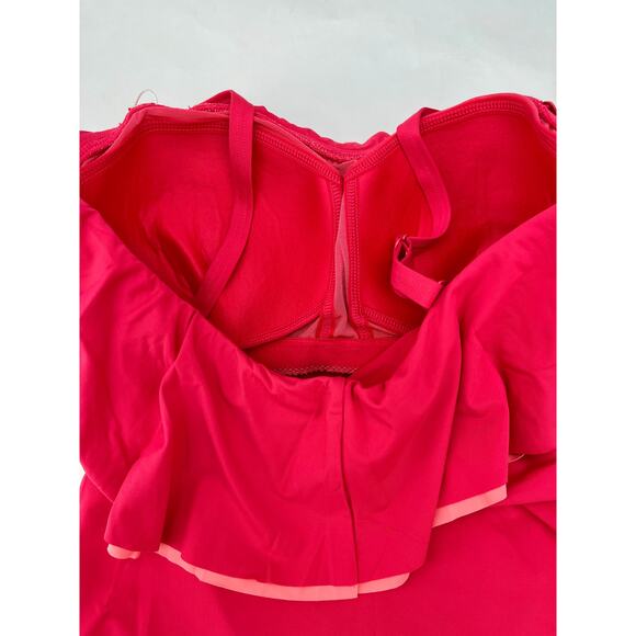 Contours by Coco Reef Pink Agate Ruffle Bandeau One Piece Swimsuit 14 38D - Picture 7 of 7